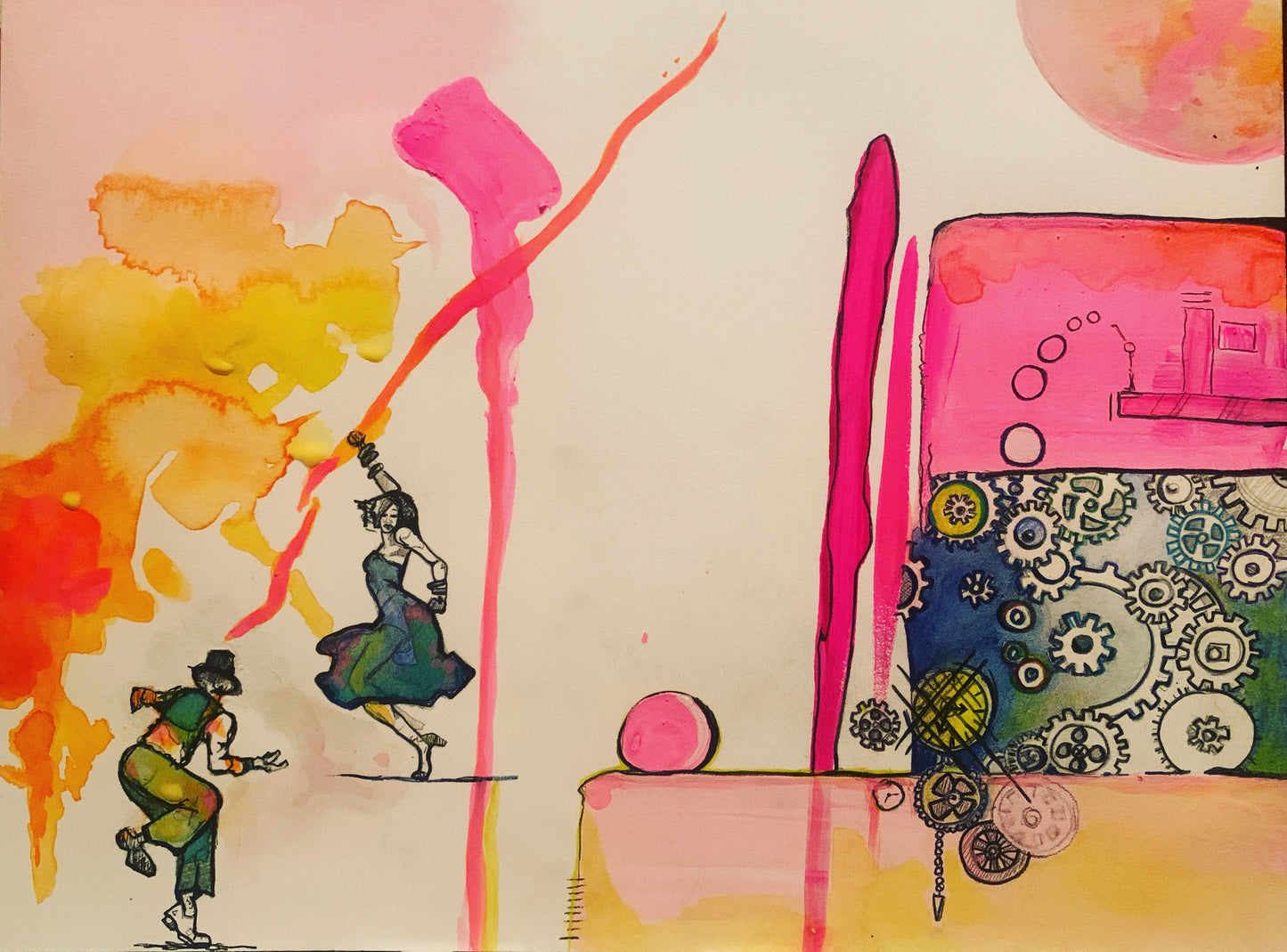 Watercolor / Acrylic Painting - “Machine Mind”