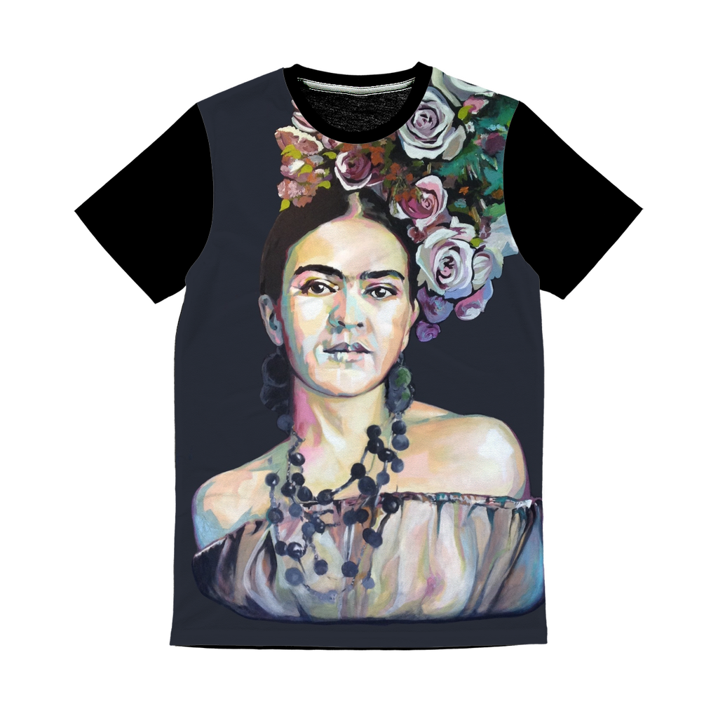 Frida - black background Classic Sublimation Panel T-Shirt
