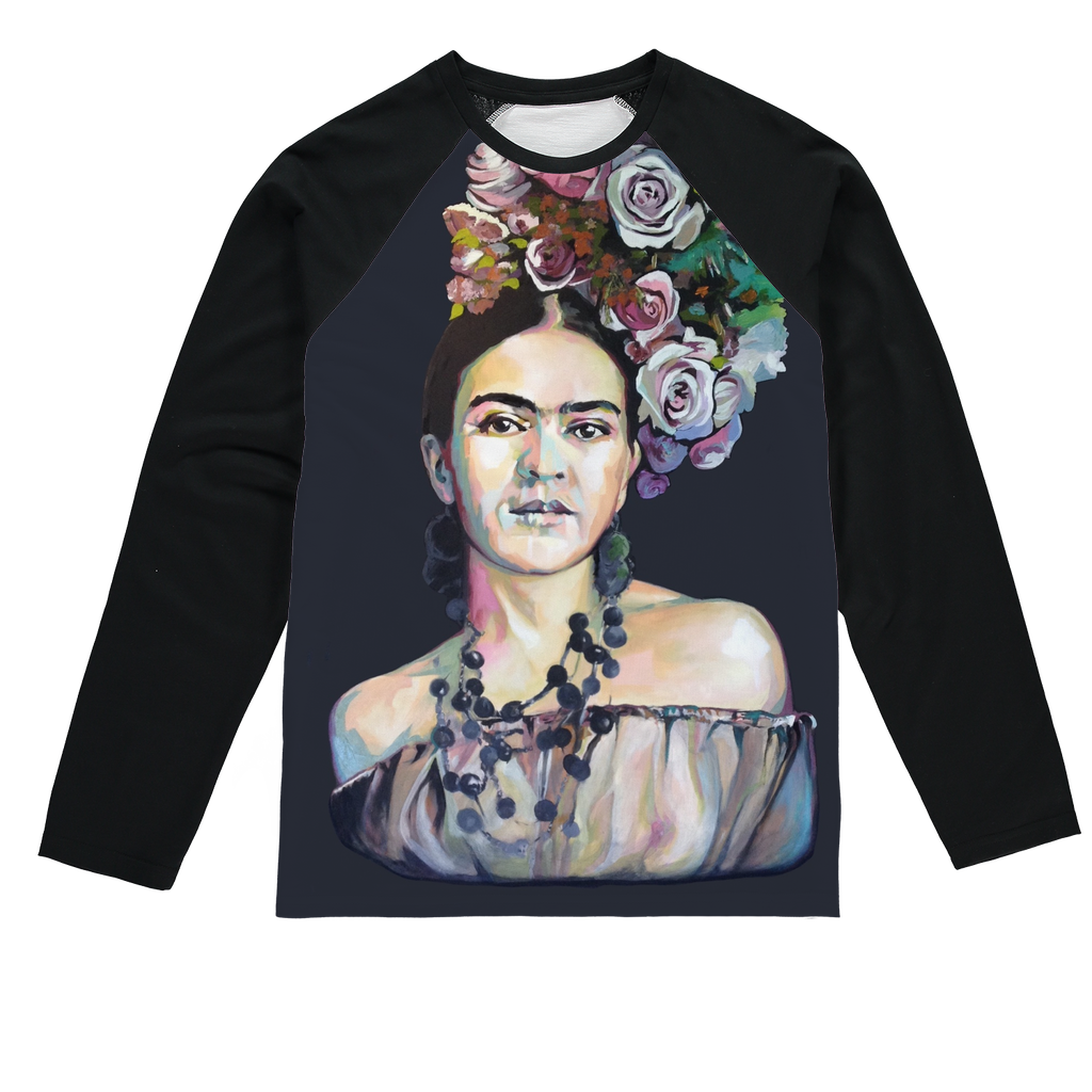 Frida - black background Baseball Long Sleeve T-Shirt
