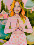 Oil Painting - "Pink Peace Polka… deep deep roots”