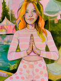 Oil Painting - "Pink Peace Polka… deep deep roots”