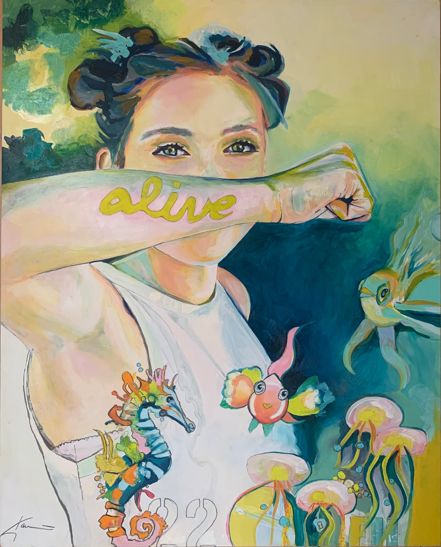 Embellished Print Oil painting - ‘Alive’