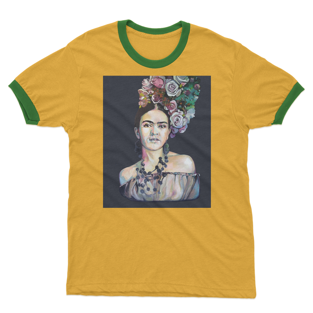 Frida - black background Adult Ringer T-Shirt