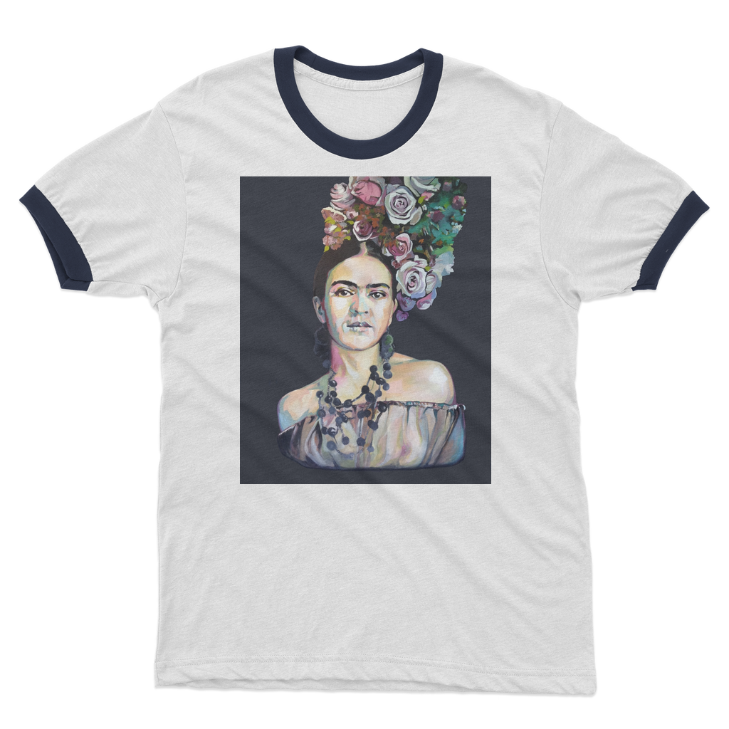 Frida - black background Adult Ringer T-Shirt