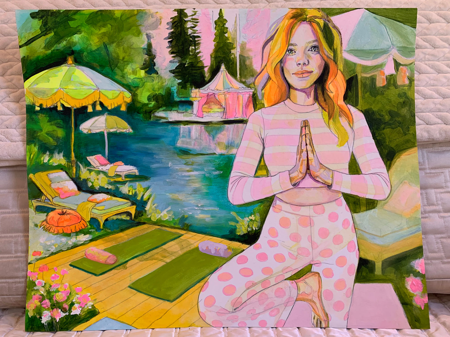 Oil Painting - "Pink Peace Polka… deep deep roots”