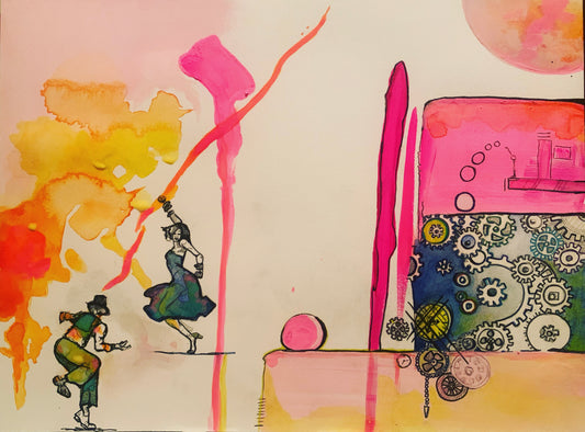 Watercolor / Acrylic Painting - “Machine Mind”