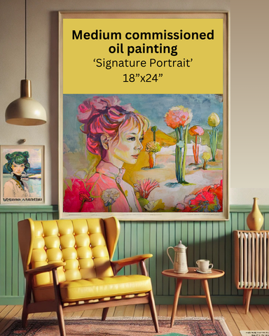 Commission a medium custom Oil Painting - ‘Signature Portrait’ 18”x24”