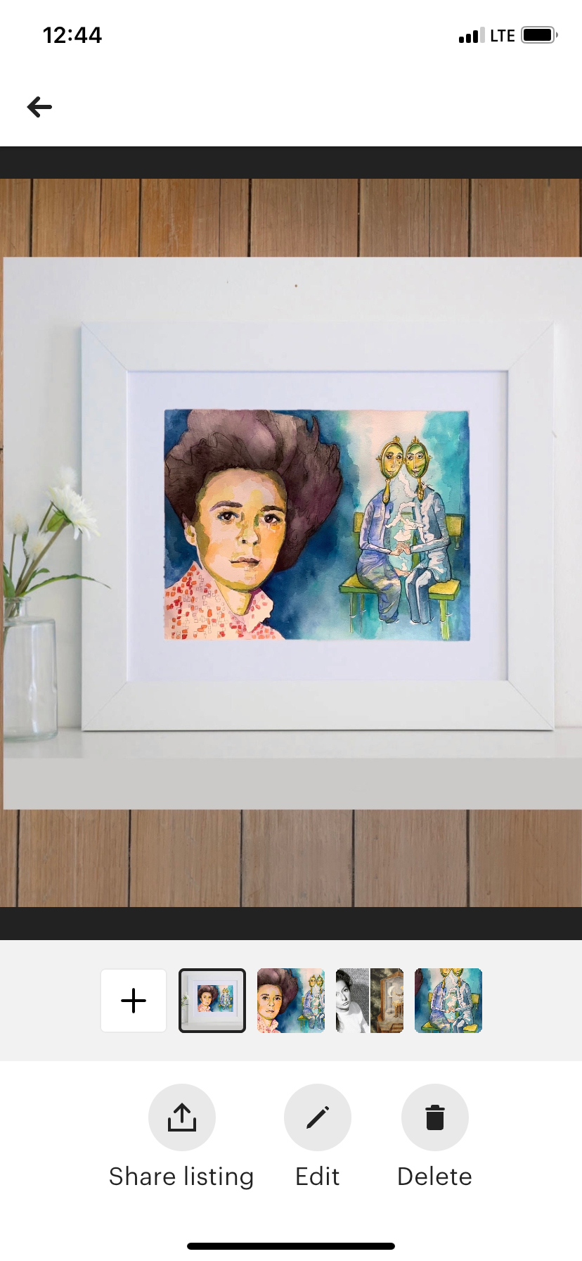 Original watercolor painting ‘Remedios Varo - mirror or crystal ball?’