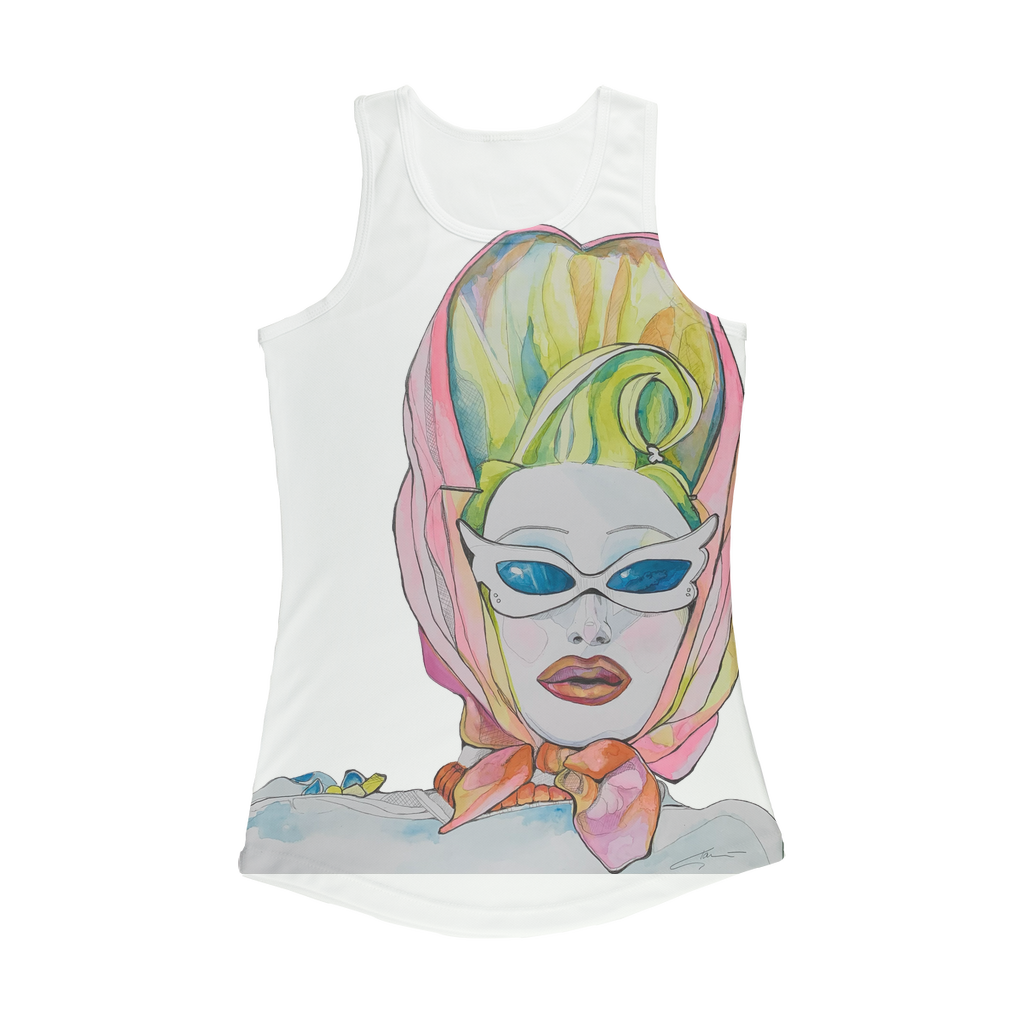 Queen at the Pool Women Performance Tank Top - Karen Ann Jones ~ artist