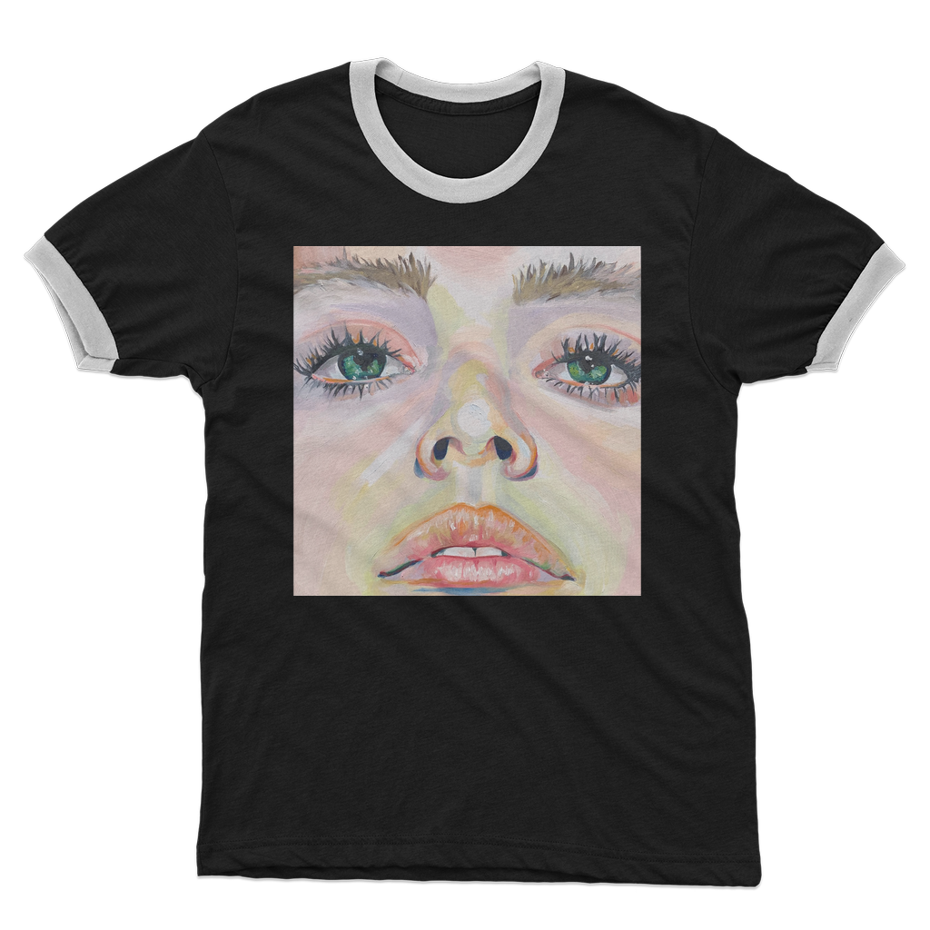Fear vs Courage - Adult Ringer T-Shirt - Karen Ann Jones ~ artist